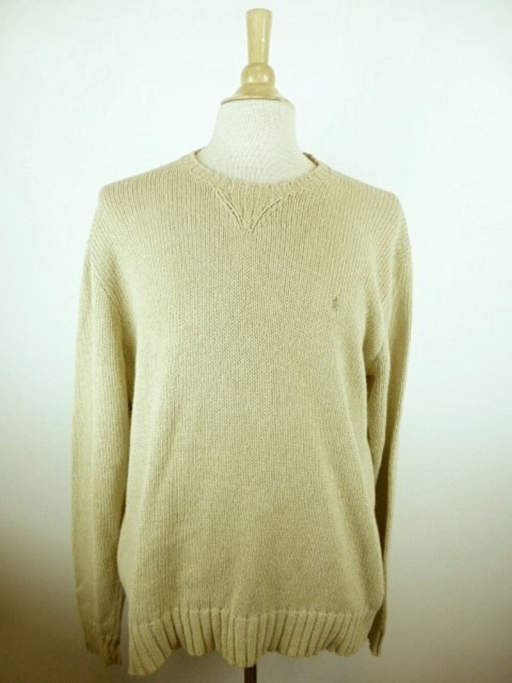 POLO RALPH LAUREN pony Camel cotton SWEATER xl